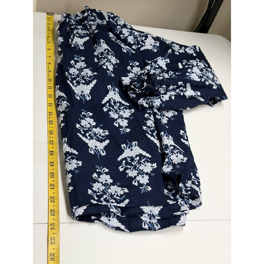 J Crew Top Women XXL Navy Floral Boho Peasant Prairie Cottage 100% Cotton Preppy - Picture 12 of 12